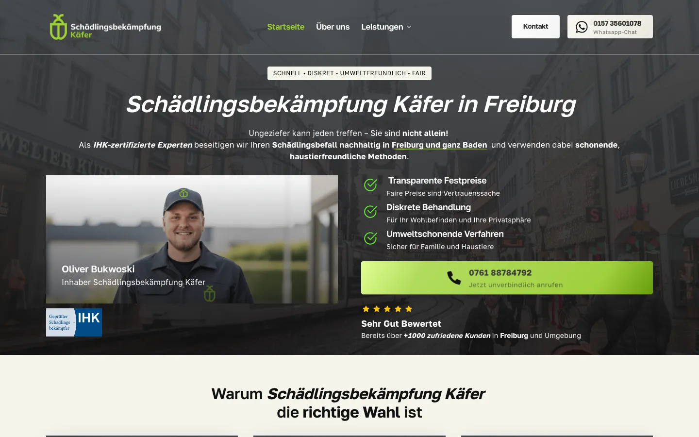 Website von Schädlingsbekämpfung Käfer